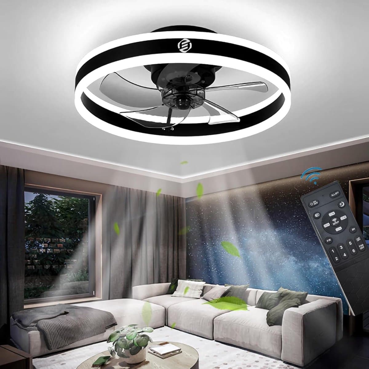 Equivera Plafonniere met Ventilator - Plafondventilator - Plafondventilator Afstandsbediening - Plafondventilator Slaapkamer - Plafond Ventilator met Verlichting - Plafondlamp - Plafonniere - Ideaal voor in uw slaapkamer! — afbeelding 1