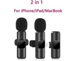 Nieuwe Draadloze Lavalier Microfoon Draagbare Audio Video Opname Mini Mic Voor Iphone Live Broadcast Gaming Telefoon Mic For IOS 2in1
