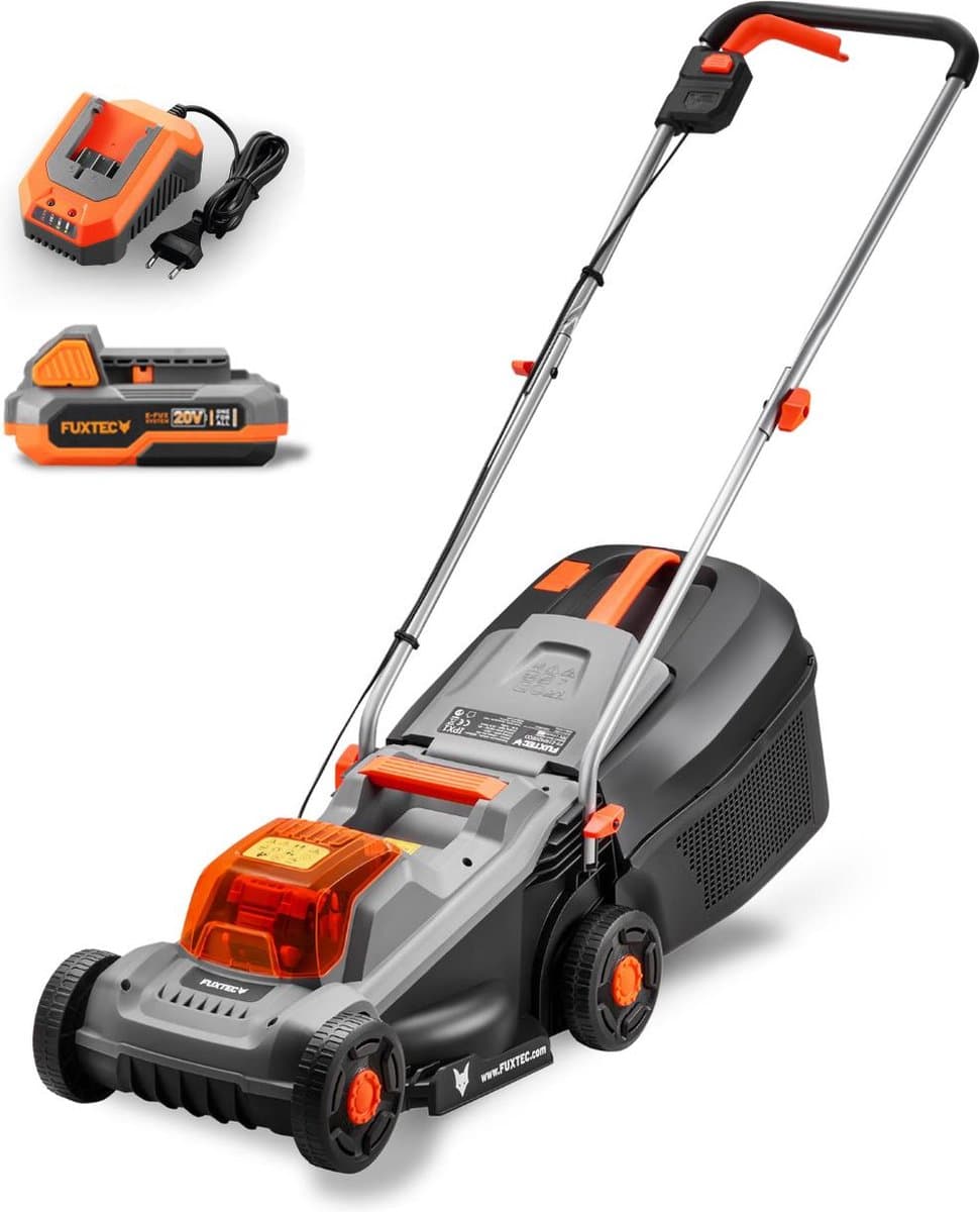 FUXTEC accu grasmaaier 20V FX-E1RM20ECO-SET maaibreedte 30 cm, 30L grasopvangbak, maaihoogte 30-70 mm — afbeelding 1