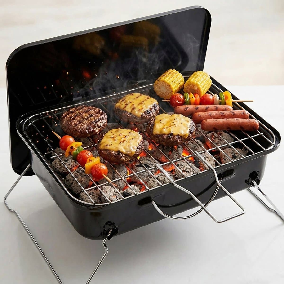 Lomera Draagbare BBQ - Tafel BBQ - Tafelbarbecue - Draagbare Barbecue - Mini BBQ - Camping BBQ - Camping Barbecue - Houtskool BBQ - Houtskoolbarbecue - Opvouwbare BBQ - Inklapbare BBQ — afbeelding 1
