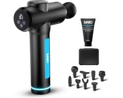 Sanbo Massage Gun Professioneel Gen 4 - Incl. Massage Balsem - 30 Intensiteitsstanden en 8 opzetstukken - Massage Apparaat - Massageapparaat Massagegun - Massage Pistool - Hyrox - Crossfit - Zwart