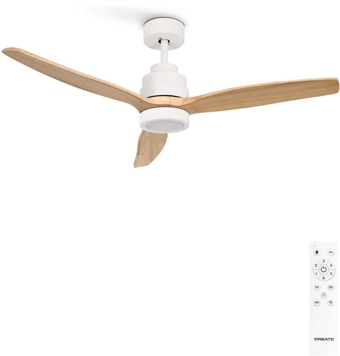 CREATE - Stille plafondventilator van 40 W met technische ABS-bladen, verkrijgbaar in verschillende maten - S - Met licht - Afstandsbediening - WIND STYLANCE — afbeelding 1