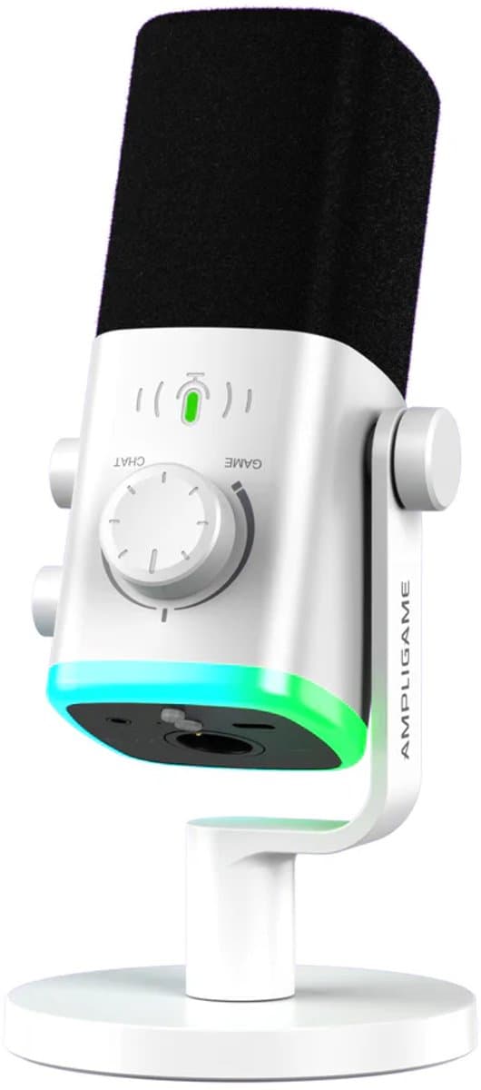 FIFINE AM9 - Gaming Microfoon Dynamische - Podcast Streaming PC PS4 PS5 - Ruisonderdrukking - Touch Mute Knop - USB RGB - Wit — afbeelding 1