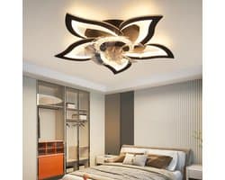 Glitzerlife - Plafond ventilator met verlichting - Moderne LED plafondlamp met ventilator - Stil 48 W - Afstandsbediening - Dimbaar - 3 kleurtemperaturen - 6 windsnelheden - Timer & nachtmodus - Zwart - Plafondlampen woonkamer slaapkamer