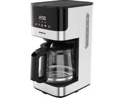 Inventum KZ812D - Koffiezetapparaat - 1,5 liter - 12 kopjes - Filter 1x4 - Glazen kan - Display met timer - Filterkoffie - RVS/Zwart