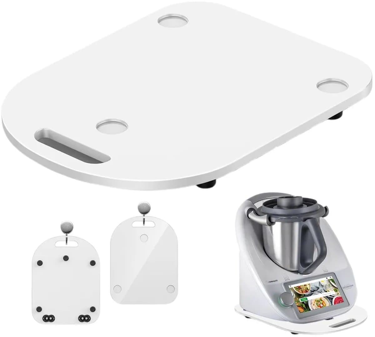 Hoogwaardige schuifmengplaat geschikt voor Thermomix TM6/TM5, snel bewegende rolmengplaat met wielen, helderwit. — afbeelding 1