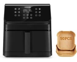Luchtfriteuse 6,2L Zwart XXL - Inclusief 50 Bakpapiertjes - XL Airfryer