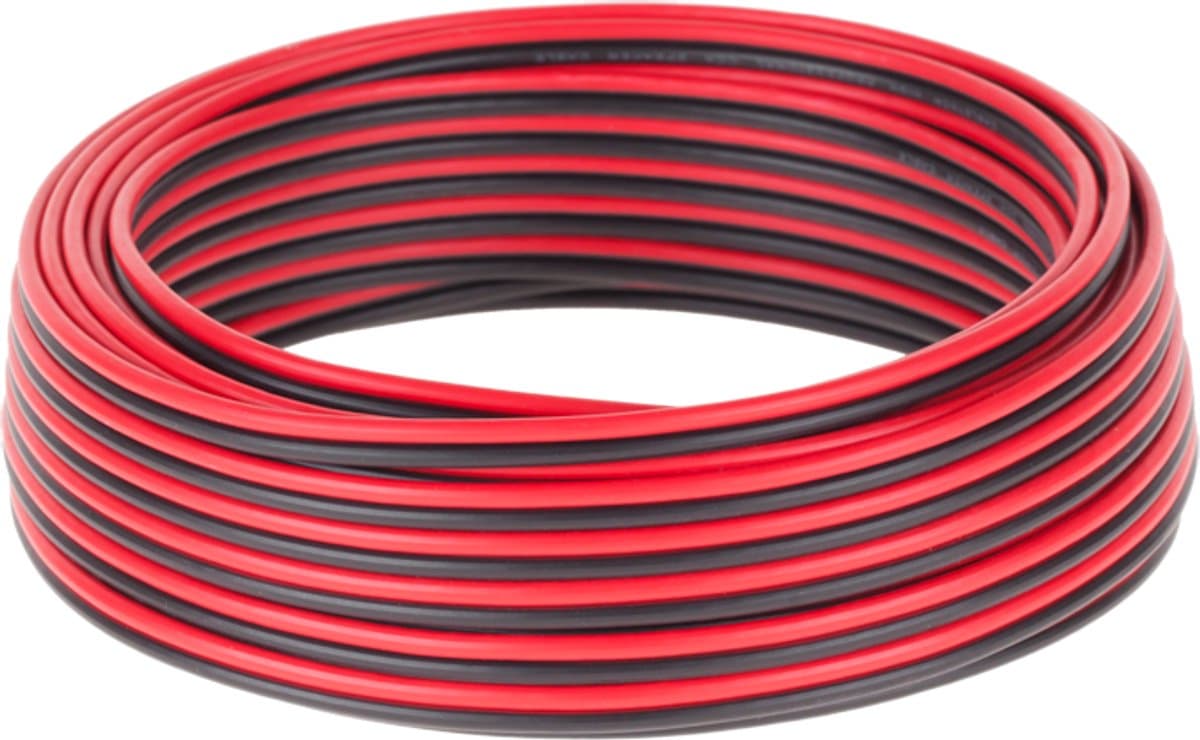 Cabletech - Luidsprekerkabel - CCA 0.75mm - 10M - Zwart/Rood — afbeelding 1
