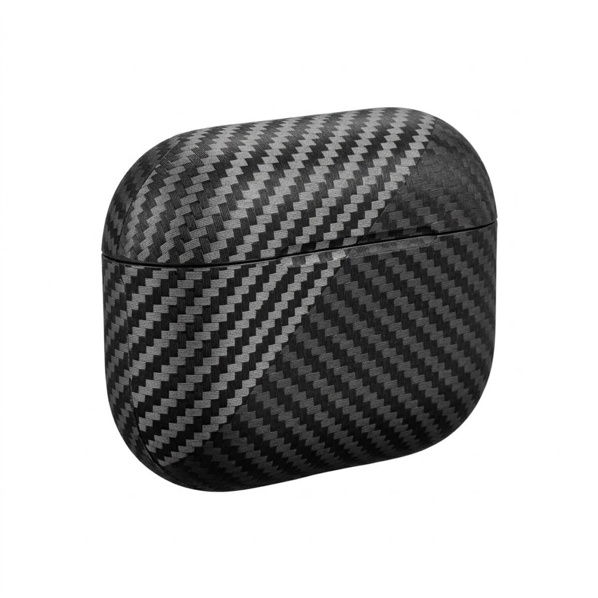 Diepgrijs carbon fiber hoesje voor oordopjes heren dames met streep patroon geschikt voor AirPods 4 hardcase beschermhoes — afbeelding 1