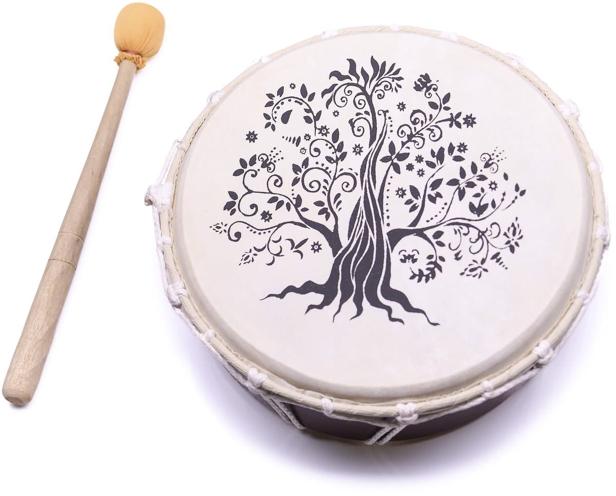 Handtrommel 25cm – Tree of Life Design, Handbeschilderde framedrum — afbeelding 1