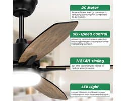 Plafondventilator met Verlichting - Ventilator voor Slaapkamer - Air Cooler met Afstandsbediening - Zomer