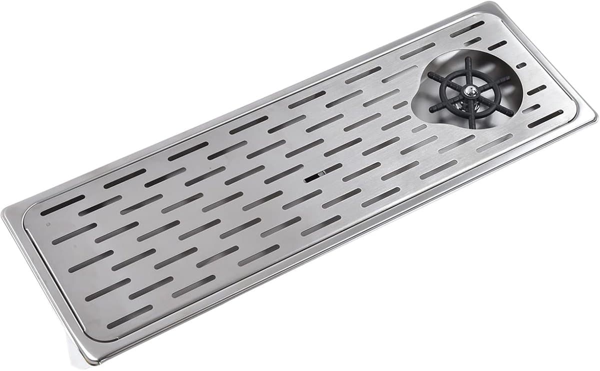 Glazenspoeler - Bekerwasser Spoelbak - Bar Werkblad - Automatische Spoeling - 67 x 23 x 9 cm - Roestvrij Staal — afbeelding 1