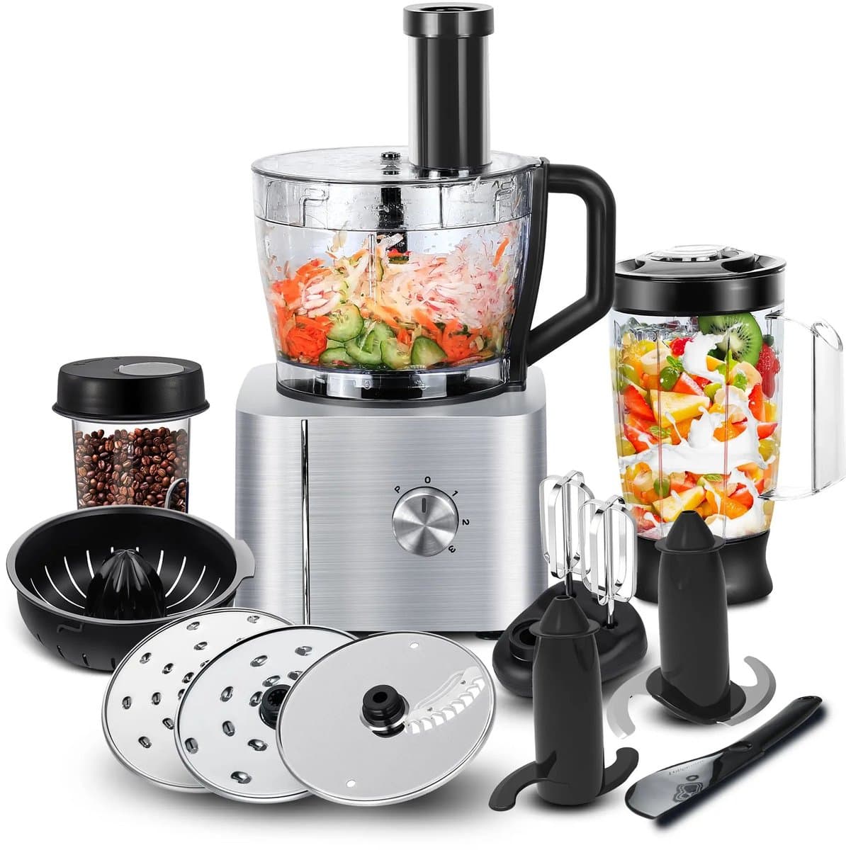 Hennova Keukenmachine - Blender - Mixer - Foodprocessor - Antislip voetjes - Gemakkelijk te gebruiken - Verschillende snelheden - 1100W - Zilver — afbeelding 1