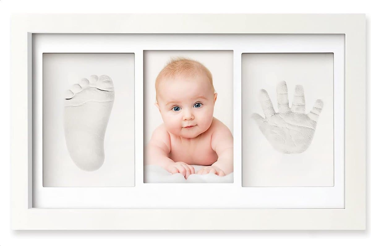 Vicon Premium Baby Fotolijst met Gipsafdruk Voet en Hand - Klei Afdruk Baby - 33 x 20 cm - Kraamcadeau Jongen/Meisje - Babyshower - Kraampakket — afbeelding 1