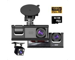 Tech Essentials S1 Dashcam - 720P - SD Kaart 64GB - Met Achteruitrijcamera - USB-C - Voor Auto Camera - Voor En Achter - Nachtzicht