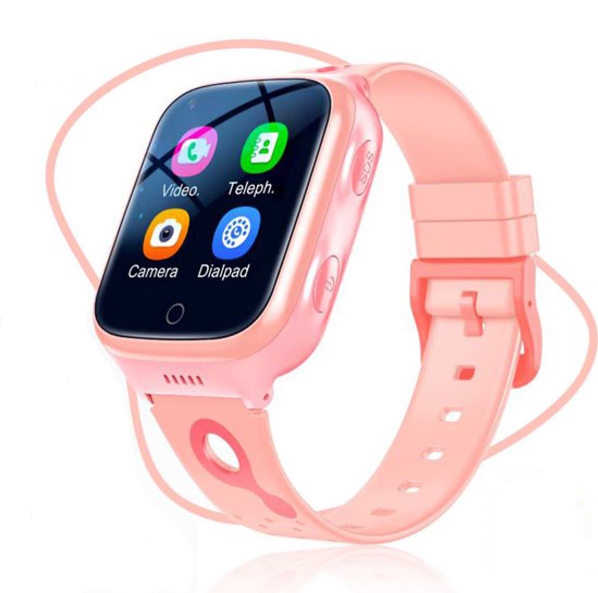 ISHIVA® GPS Horloge Kind geschikt voor Simkaart (4G GPS)–Smartwatch Kinderen met HD-camera & Videobellen - Kinder Smartwatch - 1000 mAh Long Battery–IP65 Waterdicht–SOS Knop–School Mode-Veilige Zones-GPS Tracker–2 Jaar Garantie–Roze — afbeelding 1