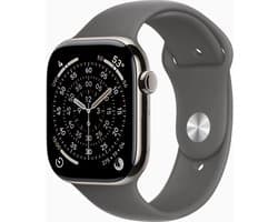 Apple Watch 11 - Wifi + 5G - 46mm - Natural Titanium Case with Stone Grey Sport Band - S/M