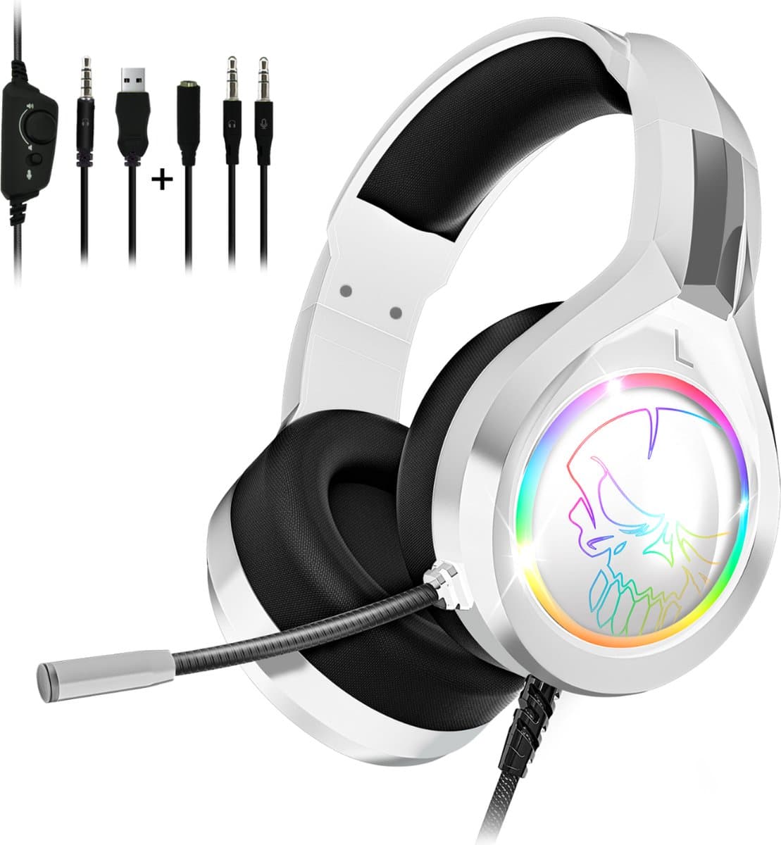 Spirit of Gamer Headset – Gaming Headset – Koptelefoon – 50 MM Luidsprekers – geschikt voor PS4/PS5, Xbox, Switch, PC – USB- en Jackuitgang - Wit — afbeelding 1