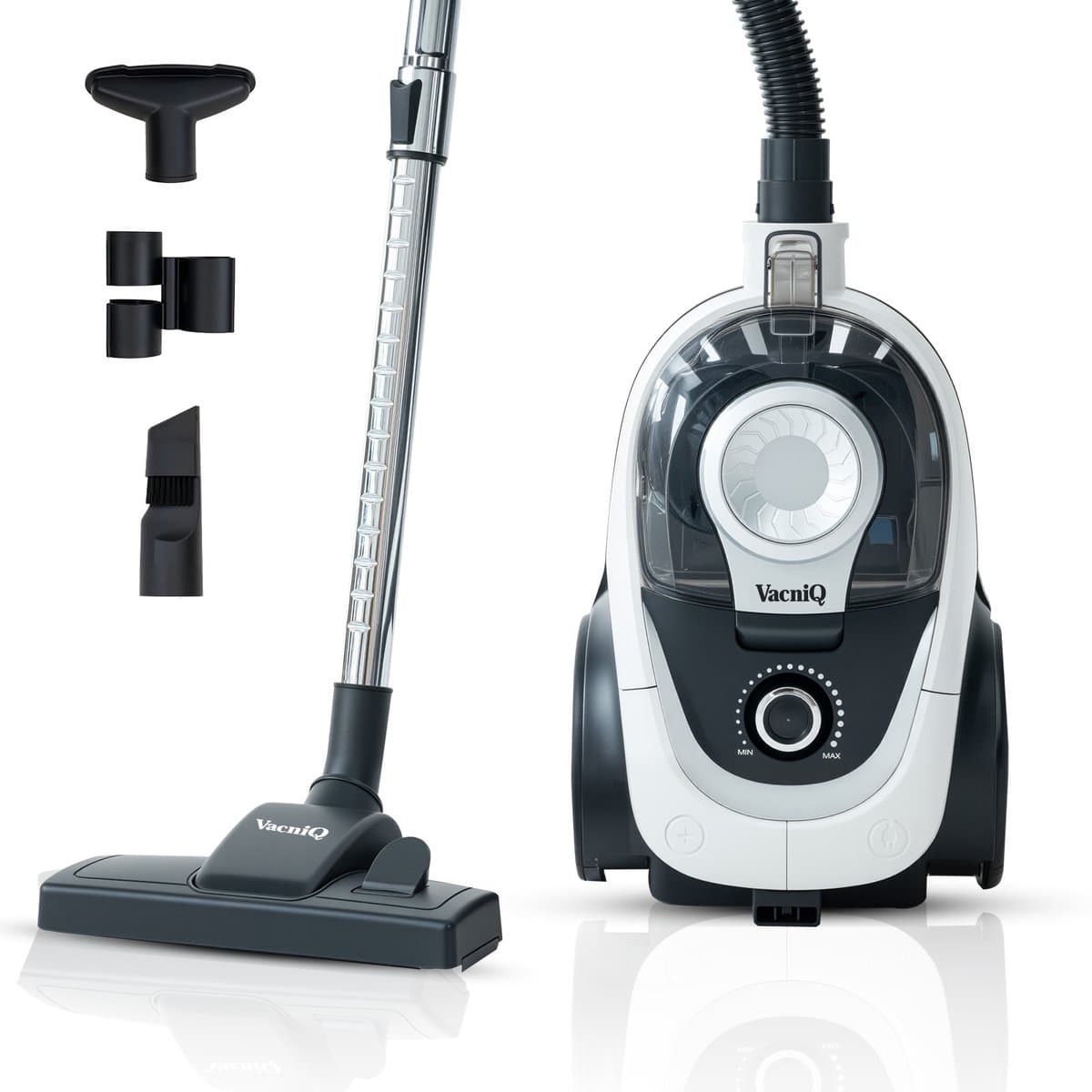 VacniQ Stofzuiger met zak - lichtgewicht stofzuiger voor tapijten en harde vloeren - Grote stofbak van 2,5 liter - Intrekbaar Snoer - 899 W- 73dB - HEPA filter - Zwart — afbeelding 1