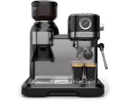 Klarstein Koffiemachine Bella Café portafiltermachine Met Maalwerk – 19 Bar, 1.550 W, 1,4-l-Watertank, Ingebouwd Kegelmaalwerk, Melkopschuimer, 2 Tasseninzetten, Thermo-blok, Zwart - Espressomachine,4L - voor Keuken - LED