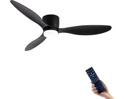 3 Blad Plafondventilator - Moderne LED Ventilator Lamp - 6 Snelheden - Bedienbaar Met Afstandsbediening - 105 cm - Zwart - Woonkamerlamp