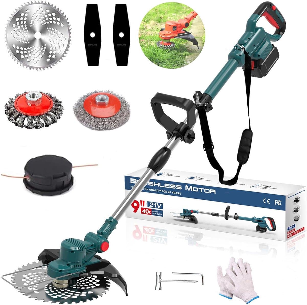 Accu Grasmaaier - 750W Elektrische Grastrimmer (Zonder Accu/Lader) - 4-in-1 Multifunctioneel - Borstelloze Motor - Verstelbaar - Geschikt voor 18V-21V Accu's (Makita Compatibel) — afbeelding 1