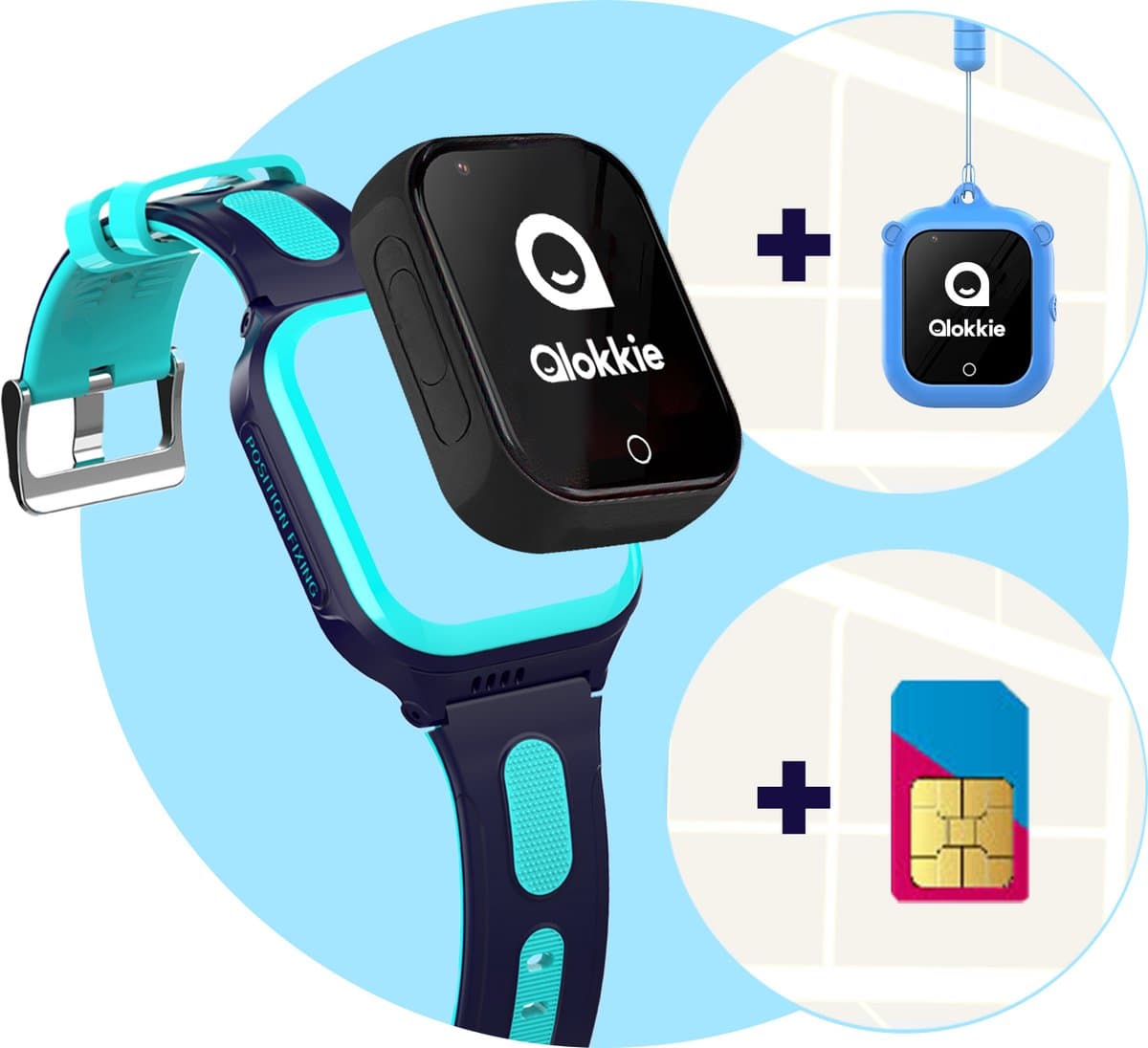 Qlokkie Kiddo GO PLUS - GPS Horloge kind - GPS Tracker kind - Videobellen - Veiligheidsgebied instellen - SOS Alarmfuncties - Smartwatch kinderen - Inclusief simkaart en mobiele app - Blauw — afbeelding 1