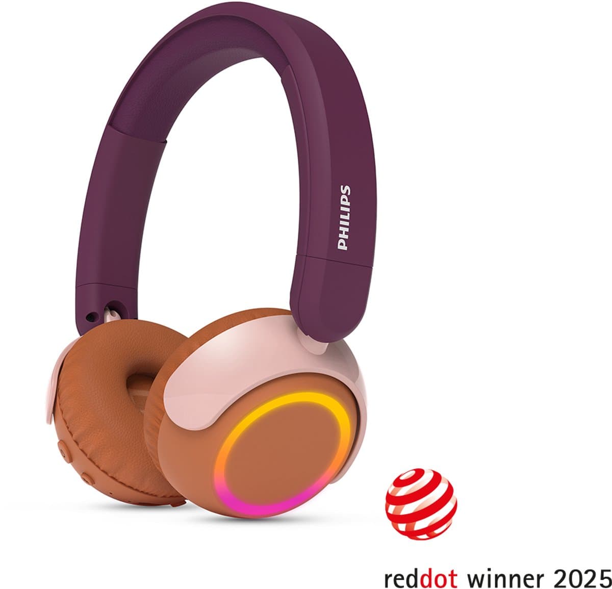PHILIPS TAK4200MP 4200-serie On Ear draadloze opvouwbare hoofdtelefoon voor kinderen - 45 uur afspeeltijd, beperkt volume, Audio delen, laadkabel meegeleverd - Ambiant verlichting - Magenta Paars — afbeelding 1