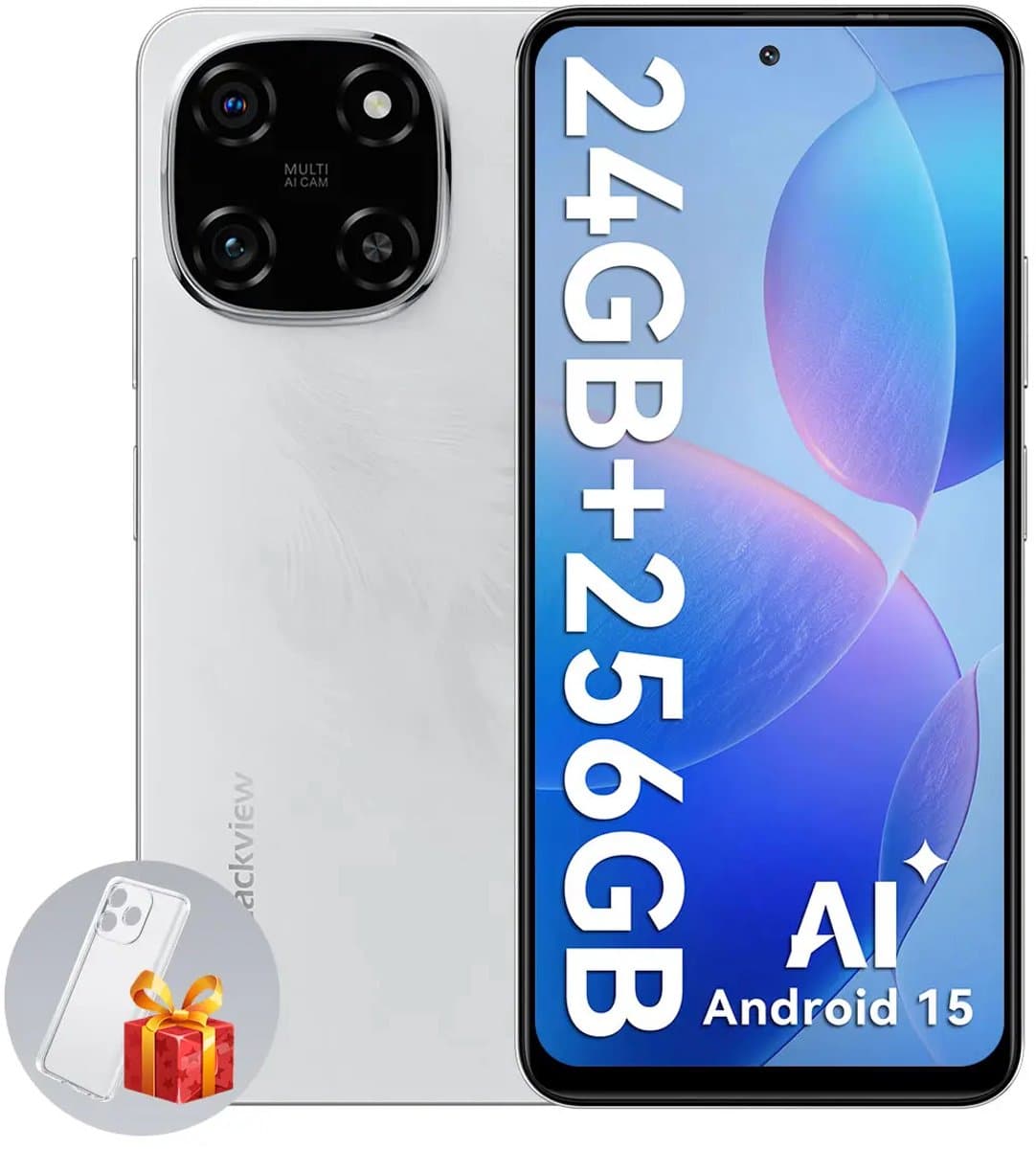 Blackview COLOR 6 Smartphone - 24GB RAM - 256GB ROM - 6.67 Inch - 5000mAh - Dual 4G LTE - Android 15 - GPS - Wit — afbeelding 1