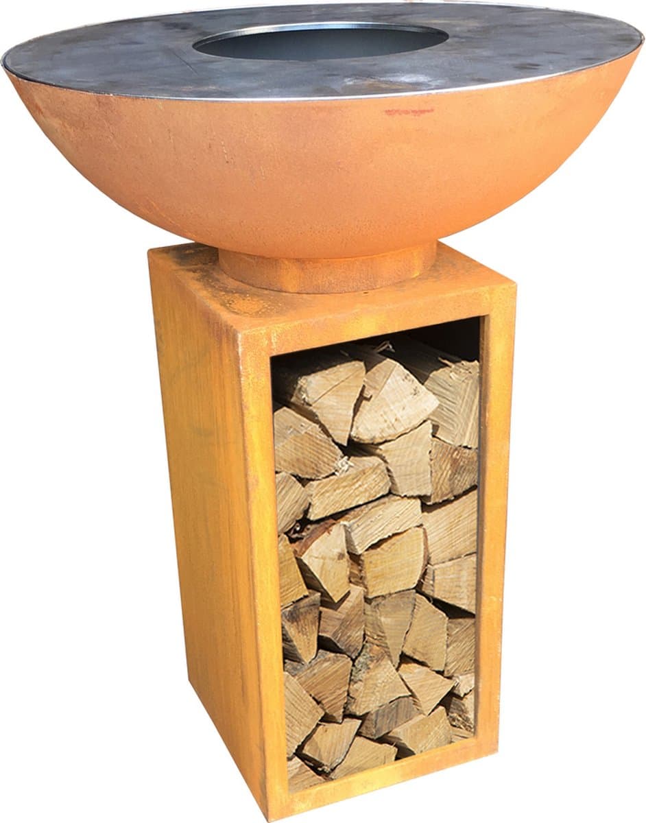 GardenMaxX Grill-Eye 80 Corten - Plancha BBQ - Vuurschaal - Grillen - Bakken - Grill-Ring - Barbecue - Buitenkoken - Grillplaat BBQ - Ø80x105 — afbeelding 1