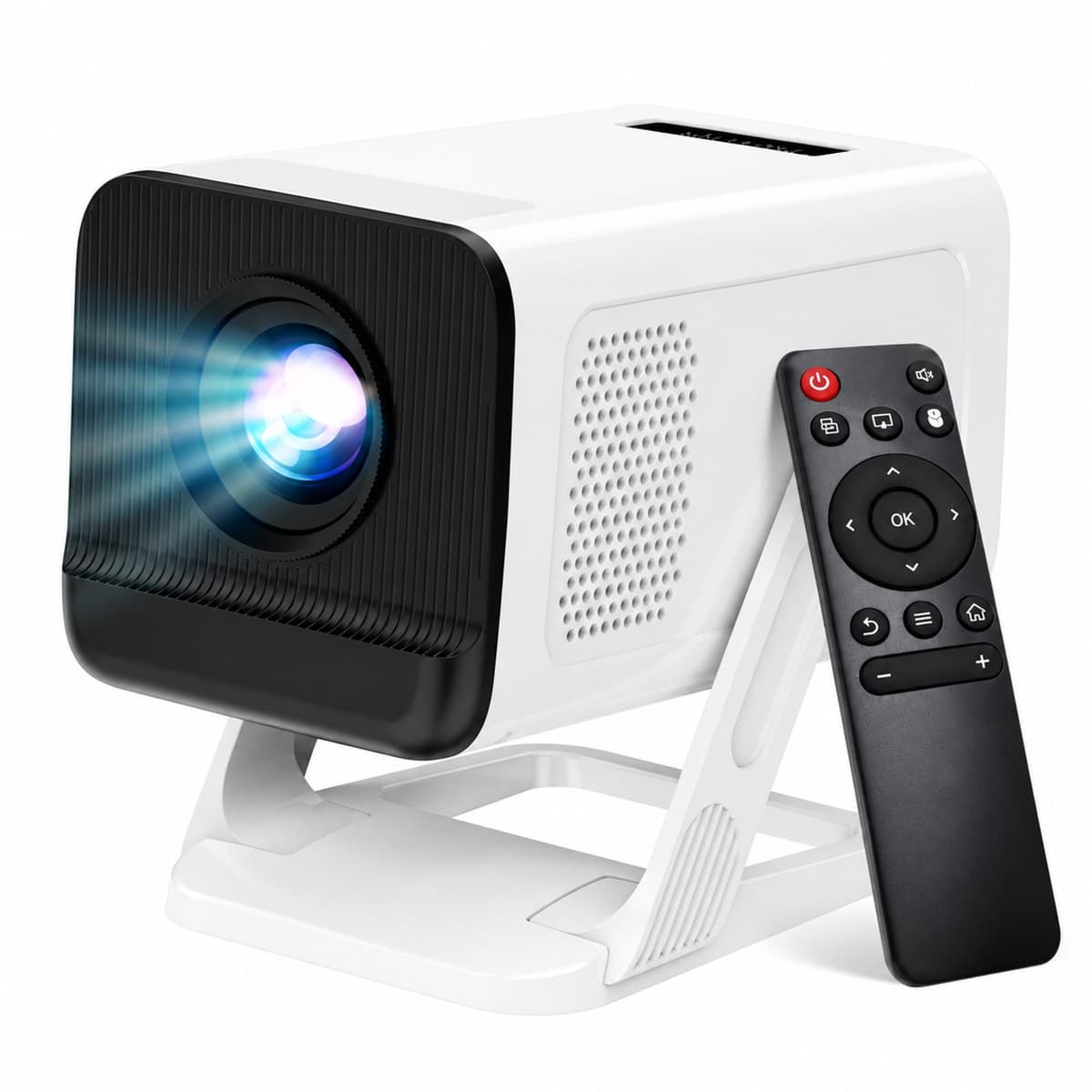 Veya Mini Beamer Wit - Projector - 4K - 180graden draaibaar - Android - Wifi6 - Beeld 40 tot 150inch - Bluetooth - 18 x 15 x 11cm — afbeelding 1