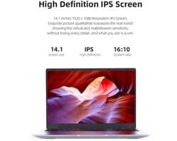 Laptop 14.1 Inch FHD IPS - 12GB RAM 512GB SSD - Intel Atom E3950 Dual Core 1.5 GHz - Zilver - Windows 11 - Notebook