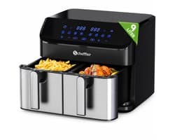 Scheffler heteluchtfriteuse met 2 compartimenten, 9 liter inhoud, 8 programma's, Dual Cook & Sync Finish