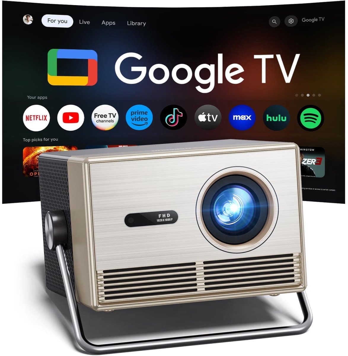 Beamer 1000 ANSI Lumen - 1920 x 1080 Resolutie - LED Technologie - Draagbaar - Voor Thuisbioscoop En Gaming — afbeelding 1