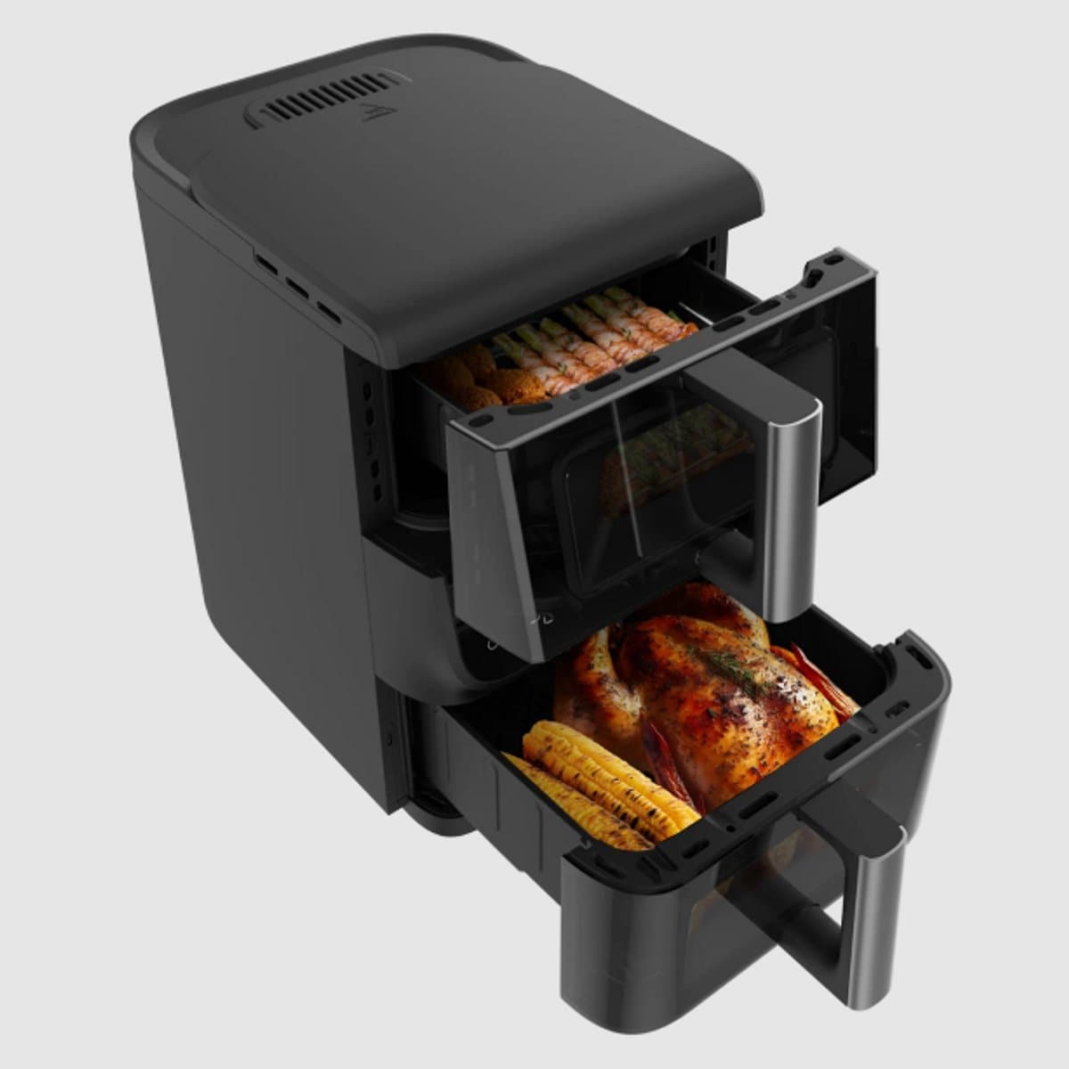 Cecotec 2000 W 10 L Airfryer – Cecofry DuoLevel 10000 DuoSize Window, Digitale Airfryer zonder olie met gestapelde dubbele manden (3,5 L & 6,5 L), 10 voorinstellingen, touchpaneel — afbeelding 1