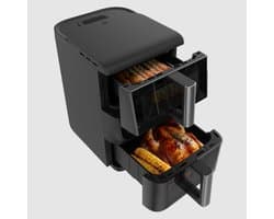 Cecotec 2000 W 10 L Airfryer – Cecofry DuoLevel 10000 DuoSize Window, Digitale Airfryer zonder olie met gestapelde dubbele manden (3,5 L & 6,5 L), 10 voorinstellingen, touchpaneel