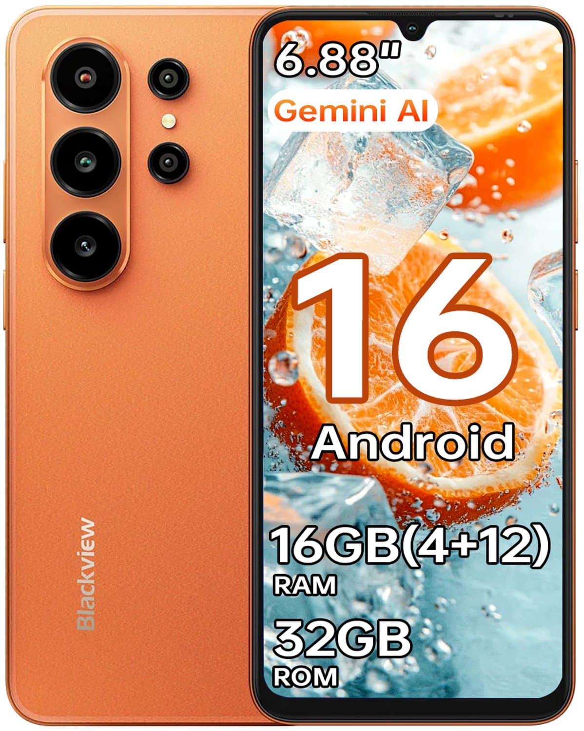 Blackview WAVE 10C Smartphone 16GB(4+12) RAM 32GB ROM Oranje — afbeelding 1