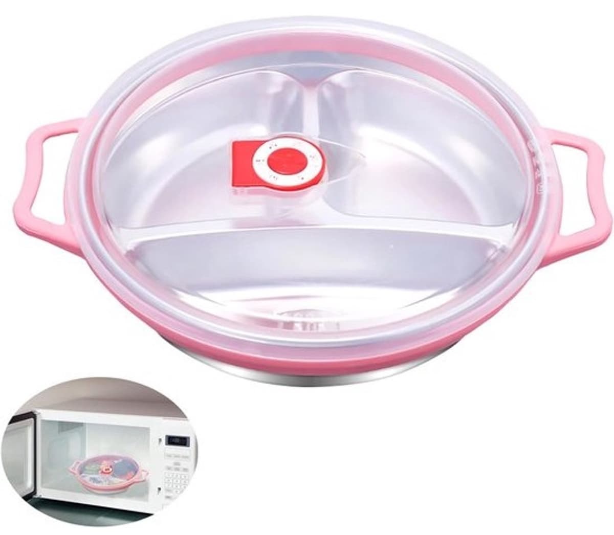 Magnetronschaal met Deksel - Magnetronbakje voor Voedsel - Opwarmen - Ventilatieontwerp - 22 cm - Roze — afbeelding 1