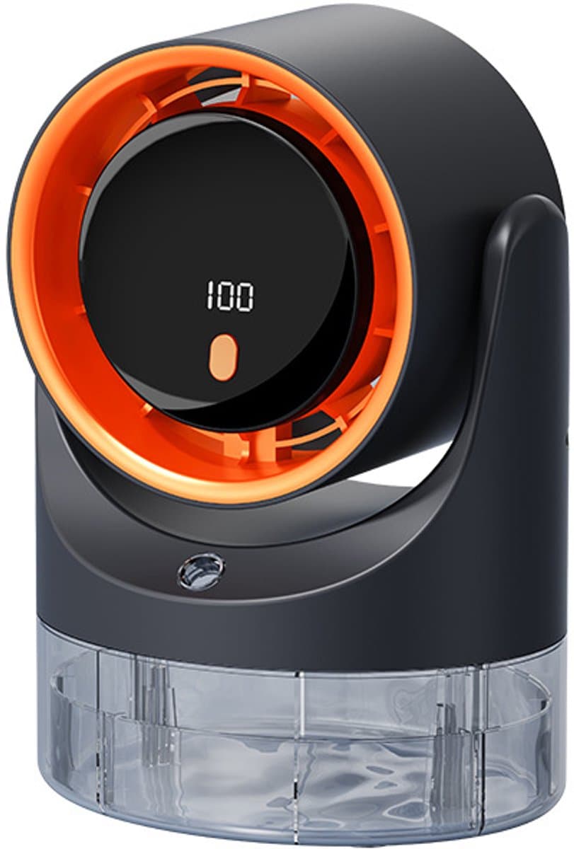 Draagbare airconditioner met 100 snelheden en 450 ml watertank - 4,5 W USB-C voor mini-verdampingskoeler voor thuiskantoor, camping, auto, slaapkamer - grijs — afbeelding 1