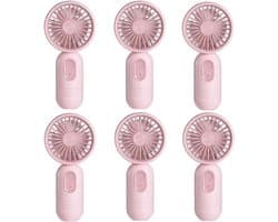 Mini draagbare ventilatoren (6 stuks), schattige, lichtgewicht handventilatoren op batterijen, 3 windsnelheden, USB-oplaadbaar, ventilatoren in de vorm van wimpers, unisex, geschikt voor kantoor, buiten, reizen en kamperen - Roze