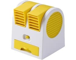 Stille mini-bureauventilator, oplaadbaar via USB, draagbaar ontwerp, geschikt voor dagelijks gebruik in studentenkamers, kantoren en thuis - Geel