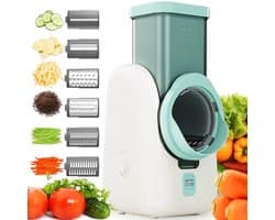Elektrische groentesnijder - Keuken rasp - Snel eten bereiden - 6-in-1 functies - 12 x 17 x 28 cm - Wit