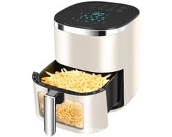 Airfryer Oven - Heteluchtfriteuse - Gezond Koken - Visueel Kookvenster - 6L Capaciteit - Zilver