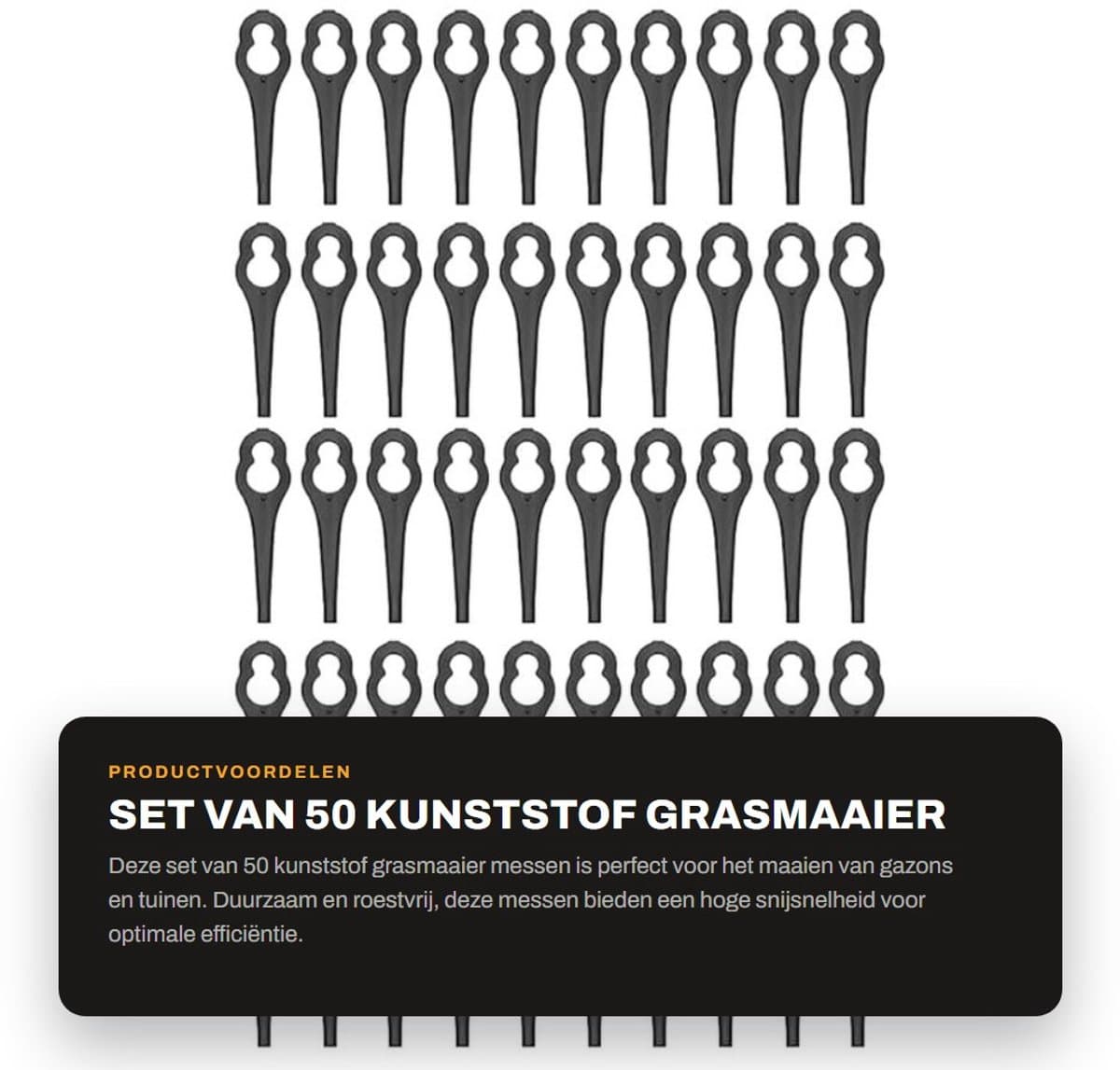 Dailygoods- Grassnijmes 50 Stuks - Kunststof Mes - Duurzaam - Antiroest - Hoge Efficiëntie - Eenvoudig te Installeren - Grasmaaier — afbeelding 1