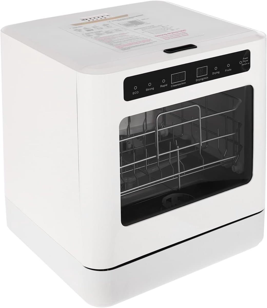 Mini Vaatwasser - Compact Apparaat - Snel Servies Wassen - Vier Programma's - 40x45x46 cm - Wit — afbeelding 1
