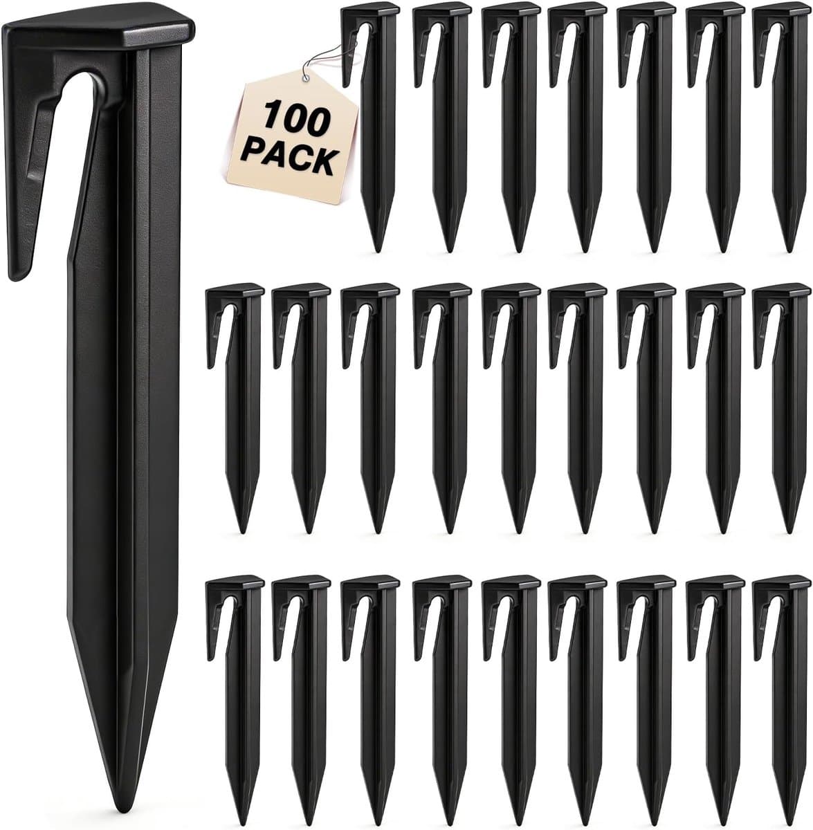 SnelShoppen - 100 Robuuste Luchtmaaier Haken - Weerbestendige Plastic Pegs voor Grasmaaier Kabels - Geschikt voor Tuin en Buitengebruik — afbeelding 1
