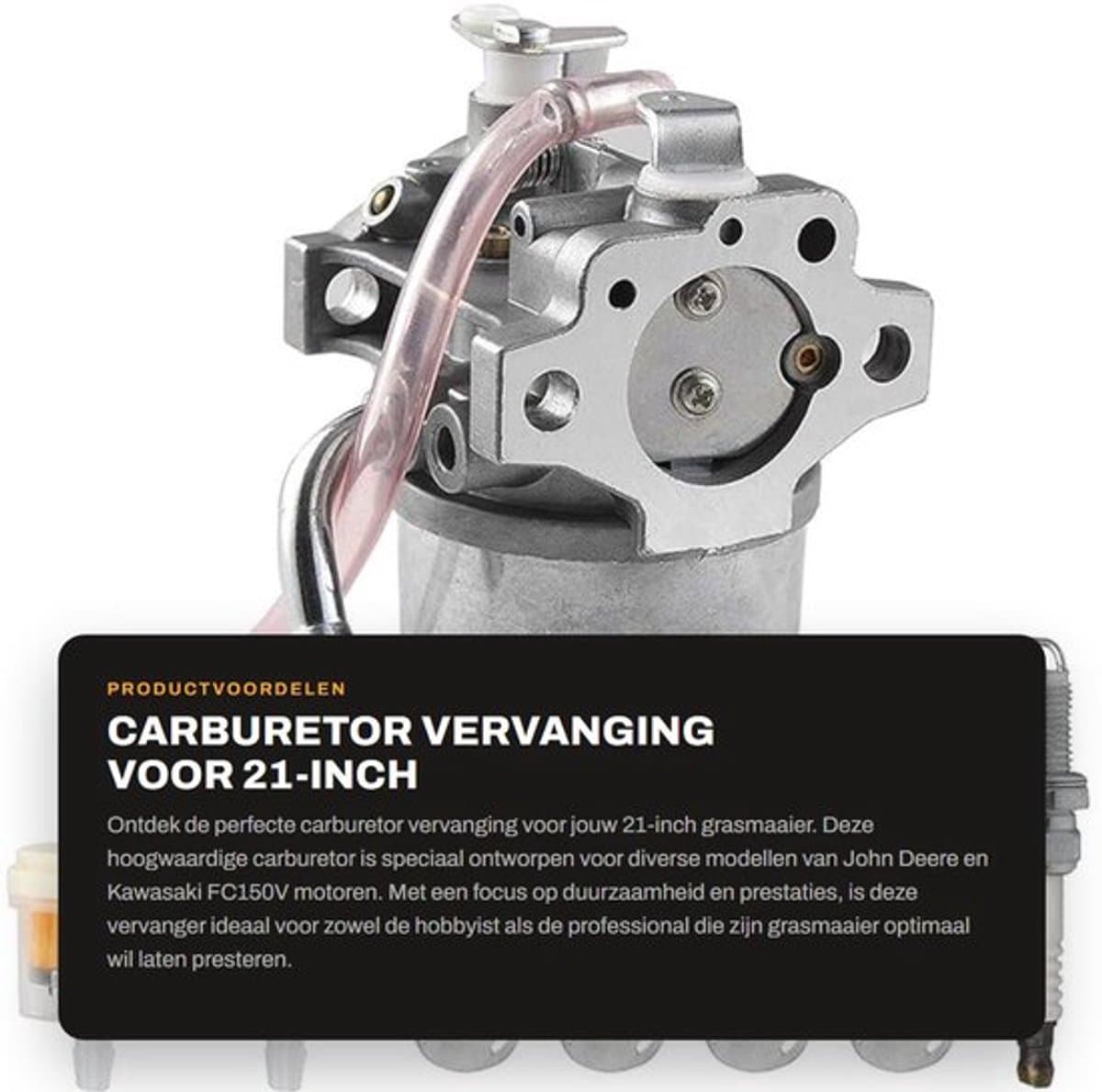 Carburateur Vervanging voor John Deere - Voor Kawasaki FC150V - 4-Takt Motor - Inclusief Brandstoffilter - Bougie - Geschikt voor 21-Inch Maaiers — afbeelding 1