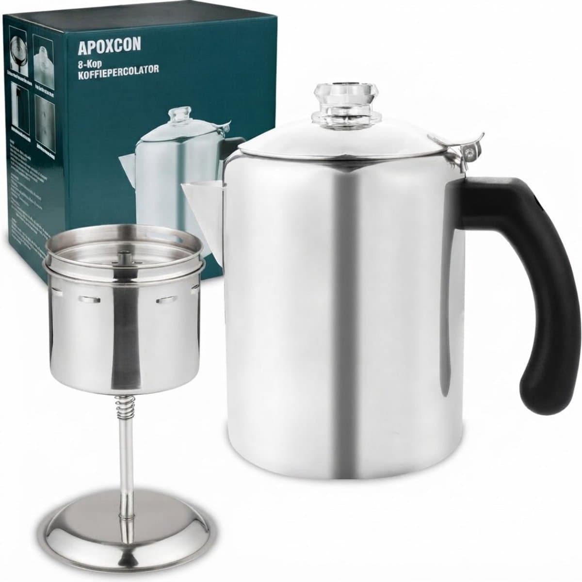 Ploutos® Percolator - Geschikt voor Inductie - Bialetti - Zwart/Wit - 13cm x 13cm x 21cm — afbeelding 1