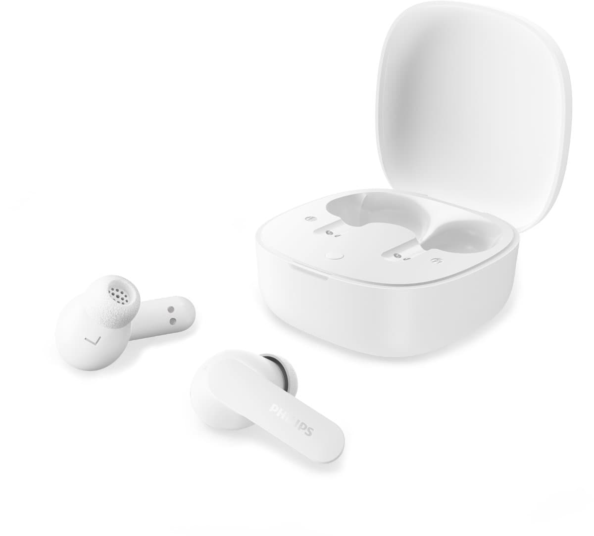 PHILIPS TAT2100WT/00 True Wireless Oordopjes - Bluetooth 6.0 - 36 Uur Batterijduur - 4 Microfoons - SecureFit Pasvorm - IPX4 Spatwaterbestendig - Multipoint - Snelladen - Wit — afbeelding 1