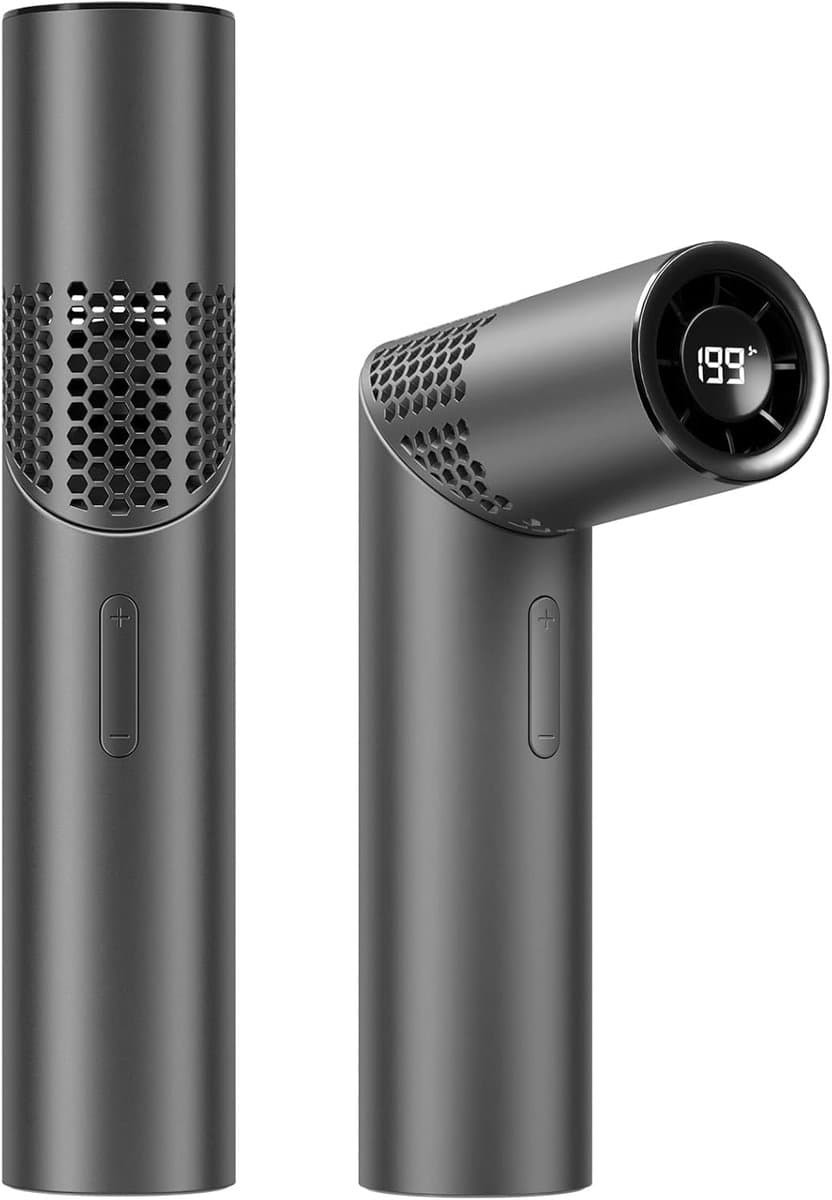 LISM-Draagbare turbineventilator, mini-ventilator, 199 toeren per minuut, 3000 mAh oplaadbare batterij, kleine zakventilator, 90° opvouwbare USB-ventilator, Geschikt voor kantoor, reizen, strand, kamperen, grijs. — afbeelding 1